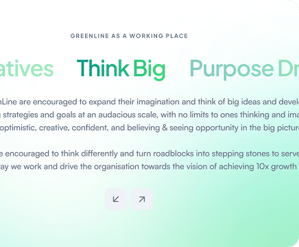 GreenLine website content section mockup
